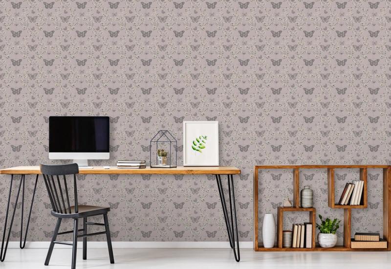 Jardin des papillons Papier peint Dusty Lilac