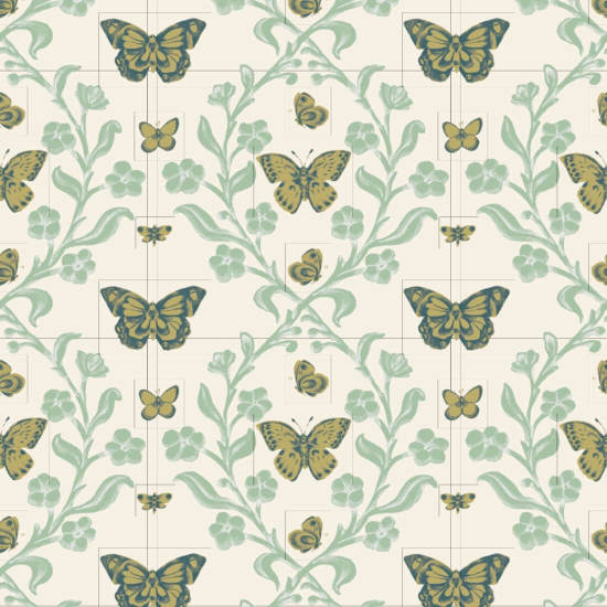 Butterfly Garden Summer Greens Wallpaper