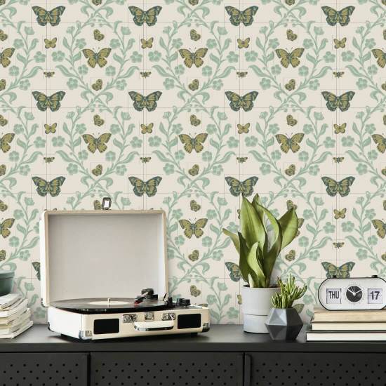 Jardim de borboletas Papel de parede Summer Green