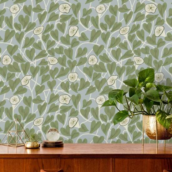 Climbing Vine Hazy Blue Wallpaper
