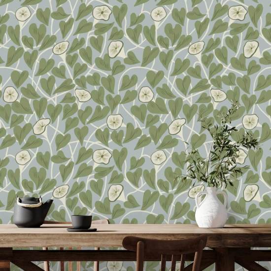 Climbing Vine Hazy Blue Wallpaper