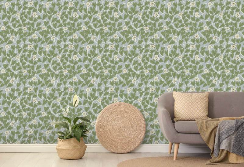 Climbing Vine Hazy Blue Wallpaper