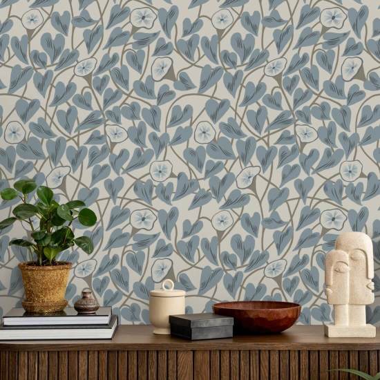 Climbing Vine Linen Stone Wallpaper
