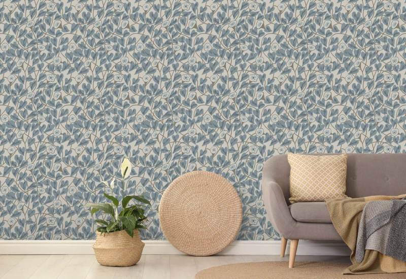 Climbing Vine Linen Stone Wallpaper