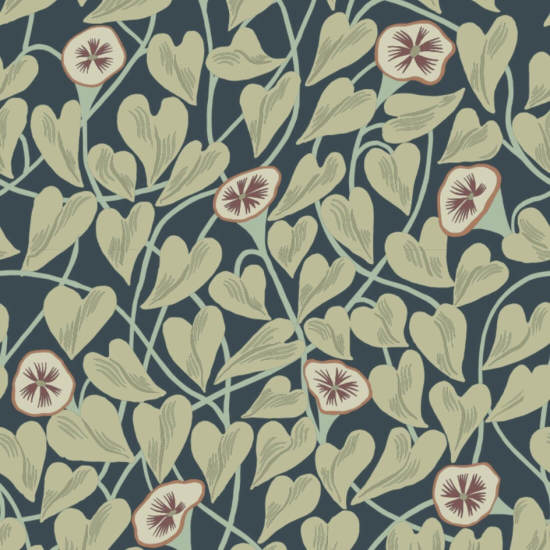 Climbing Vine Moonlit Green Wallpaper