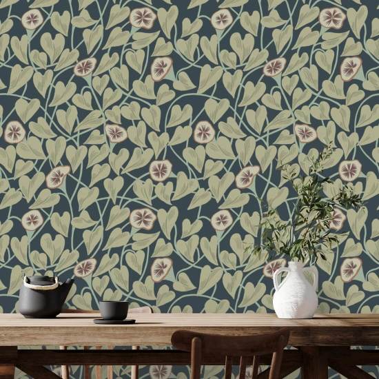 Climbing Vine Moonlit Green Wallpaper