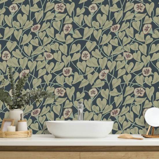 Climbing Vine Moonlit Green Wallpaper