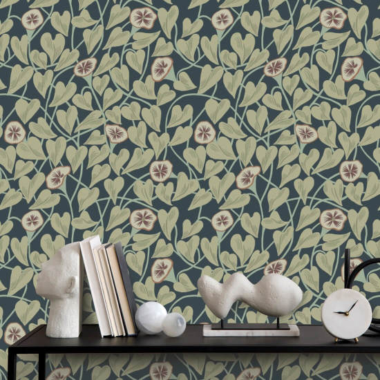 Climbing Vine Moonlit Green Wallpaper