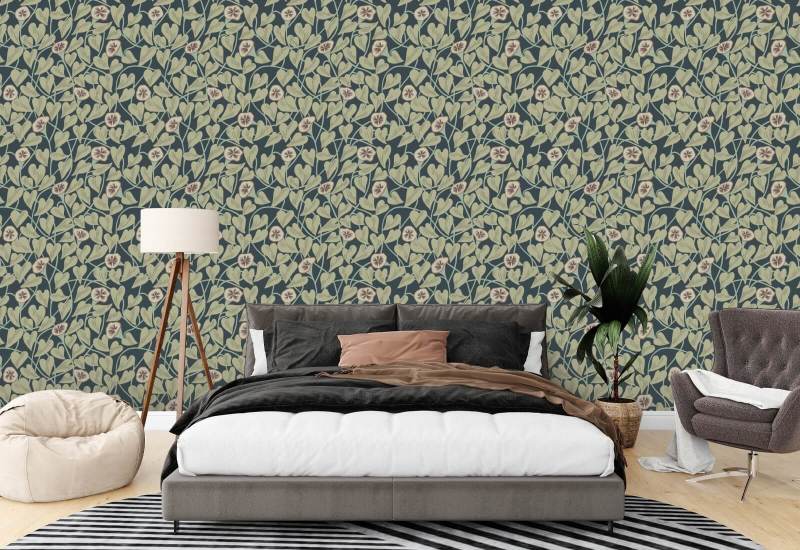 Climbing Vine Moonlit Green Wallpaper