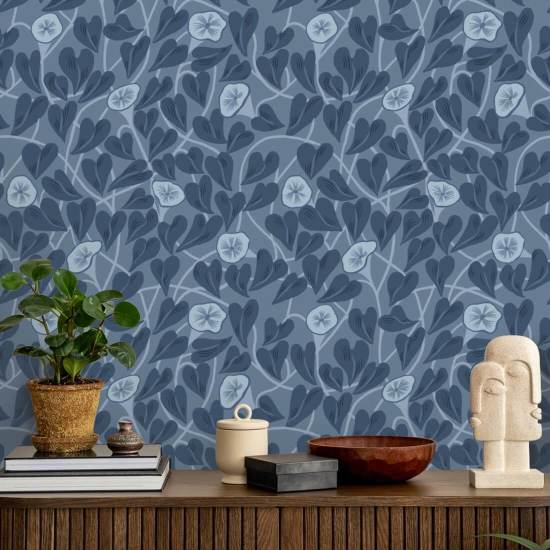 Climbing Vine Navy Wallpaper