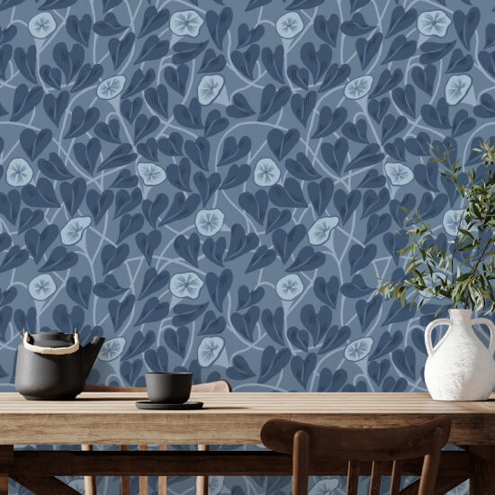 Climbing Vine Navy Wallpaper