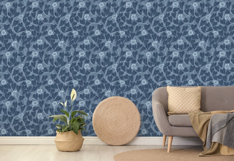 Climbing Vine Navy Wallpaper