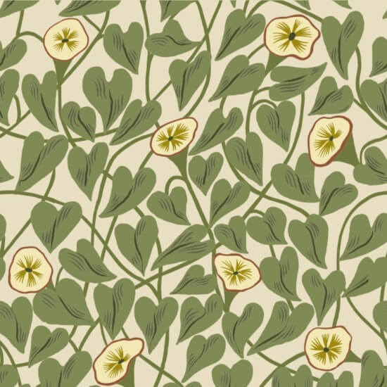 Climbing Vine Taupe Green Wallpaper
