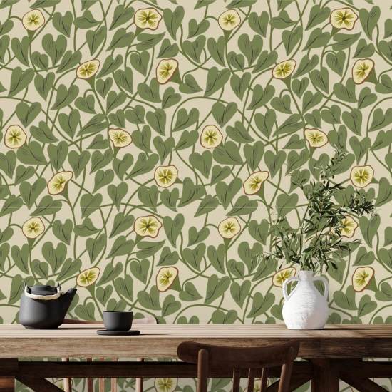 Vigne grimpante Papier peint vert taupe
