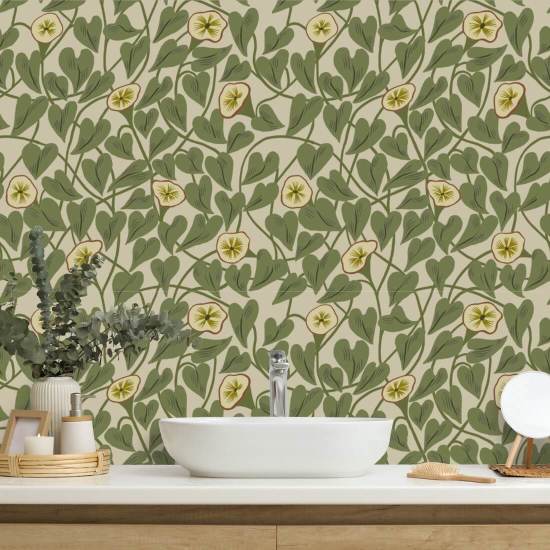 Videira trepadeira Papel de parede verde taupe