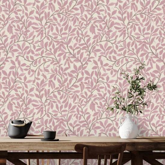 Blad en peul Dusty Blush behang
