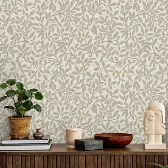 Leaf and Pod Linen Wallpaper