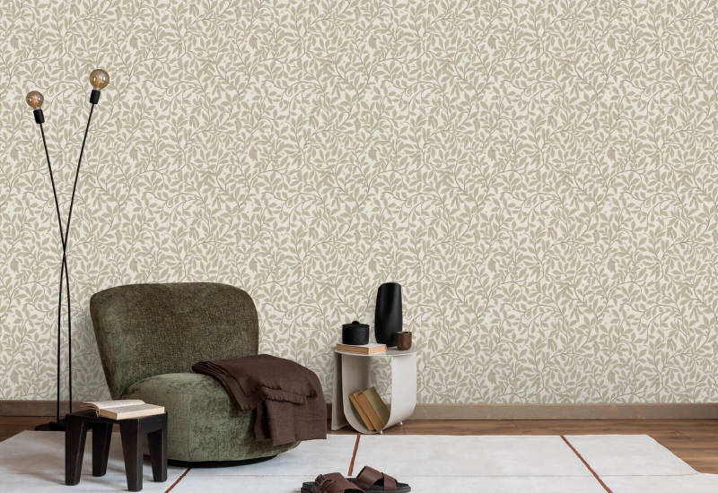 Leaf and Pod Linen Wallpaper