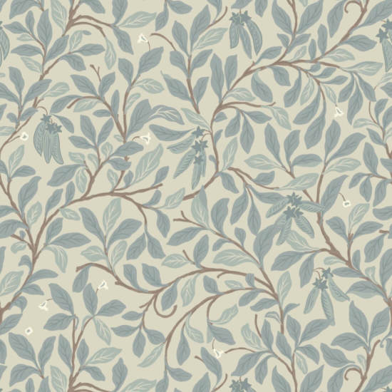 Leaf and Pod Linen Stone Wallpaper