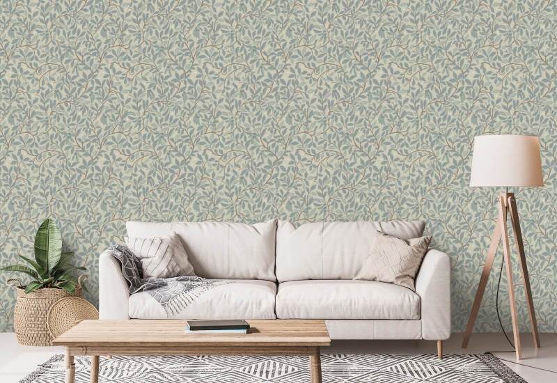 Feuille et gousse Papier peint Linen Stone
