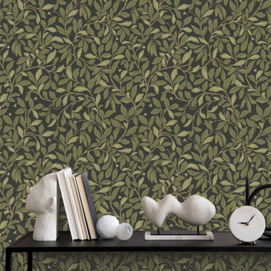 Leaf and Pod Midnight Wallpaper