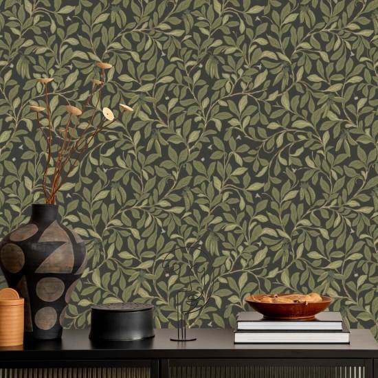 Leaf and Pod Midnight Wallpaper