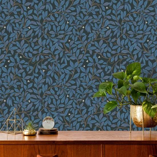 Leaf and Pod Nocturne Wallpaper