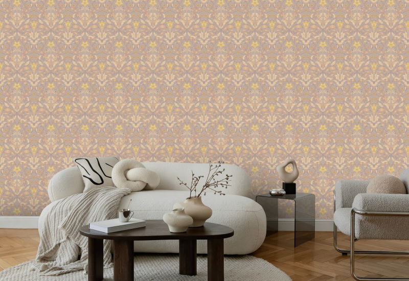 Ribbon Lily Dusty Lilac Wallpaper