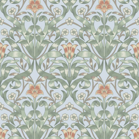 Ribbon Lily Hazy Blue Wallpaper