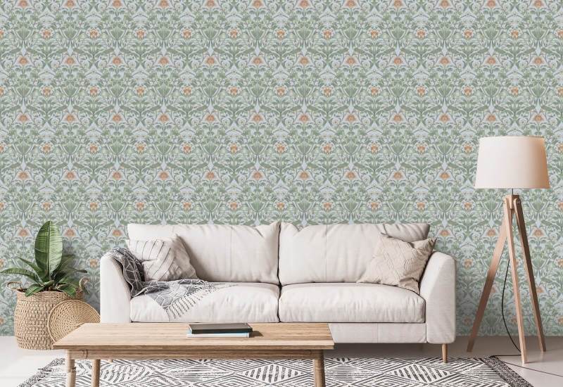 Ruban Lily Papier peint Hazy Blue