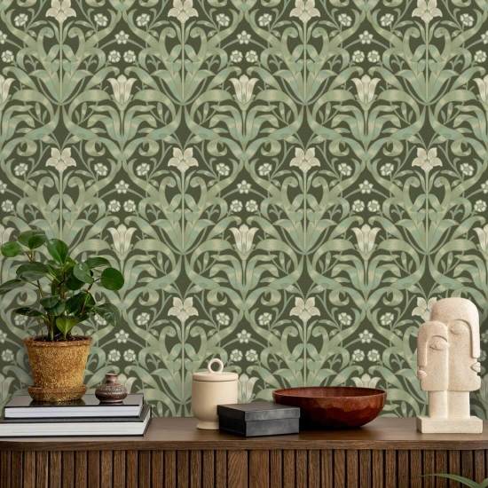 Ribbon Lily Ivy Night Wallpaper