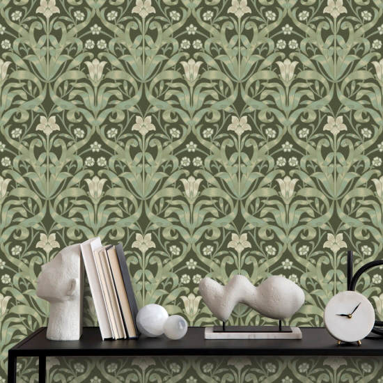 Ribbon Lily Ivy Night Wallpaper