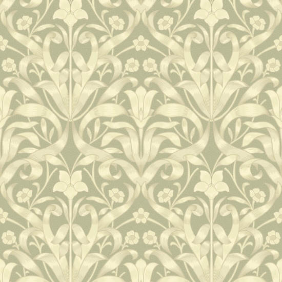 Ribbon Lily Tapete Pale Herb