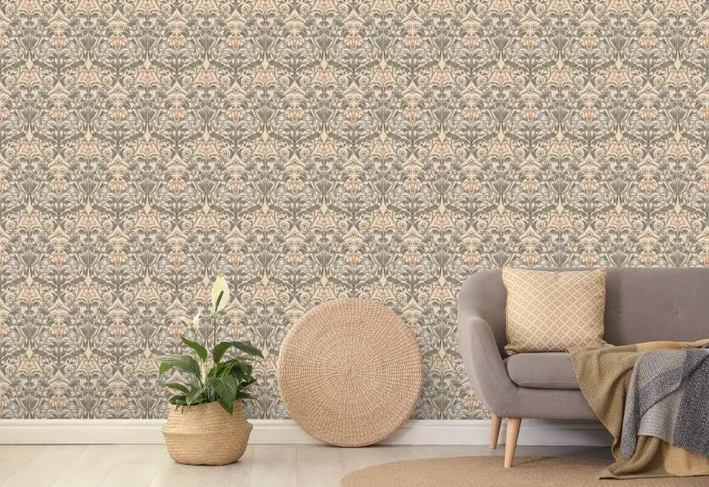 Ribbon Lily Tapete Pale Peach