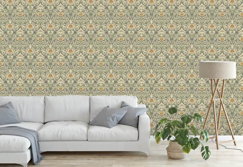Ruban Lily Papier peint taupe traditionnel