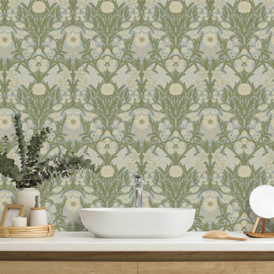 Wild Meadow Afternoon Green Wallpaper