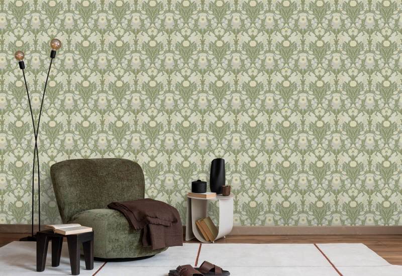 Wild Meadow Afternoon Green Wallpaper