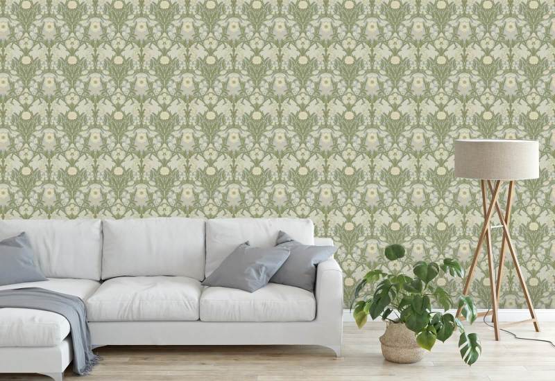 Prado selvagem Papel de parede verde da tarde