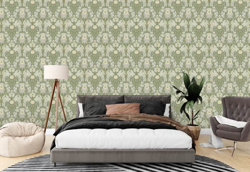 Wilde weide Afternoon Green Wallpaper