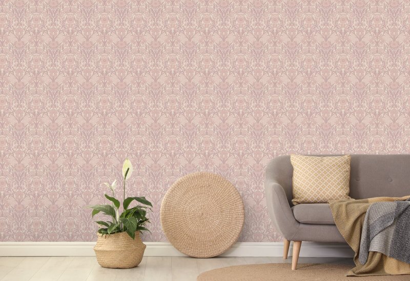 Wild Meadow Dusty Blush Wallpaper