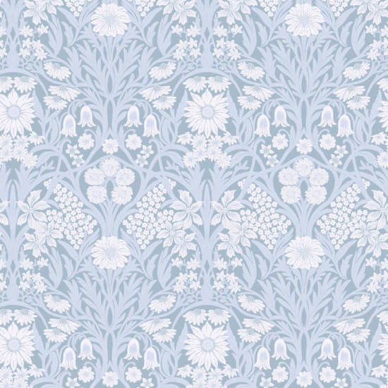 Wild Meadow Misty Blue Wallpaper