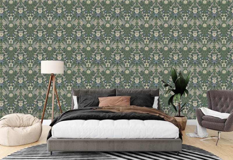 Wilde weide Moonlit Green Wallpaper