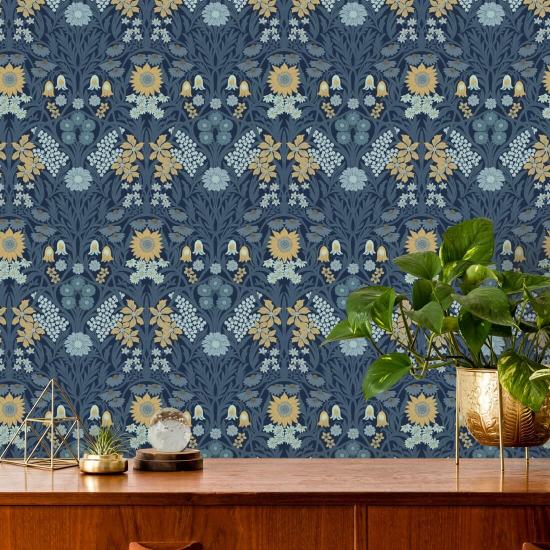 Prado selvagem Papel de parede Navy Indigo