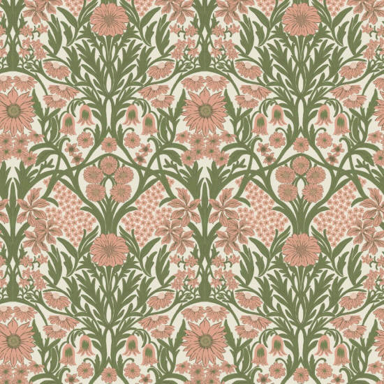 Prato selvaggio Carta da parati rosa salvia