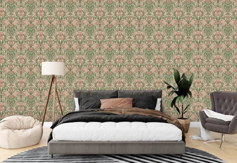 Wilde weide Sage Pink Wallpaper