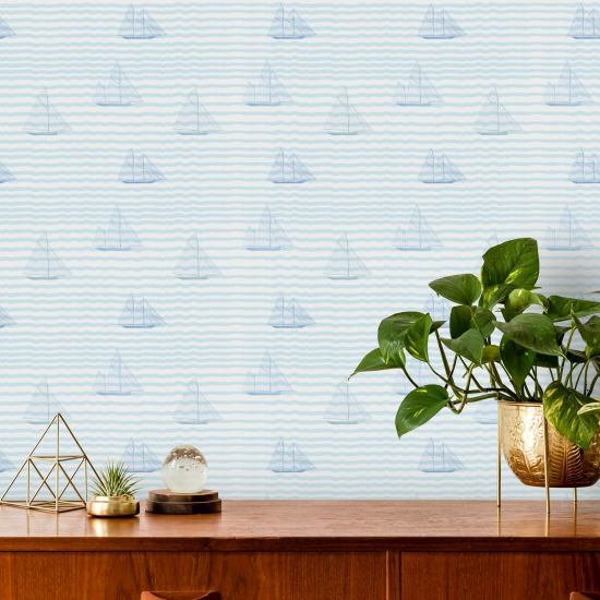 Veleiros Papel de parede azul