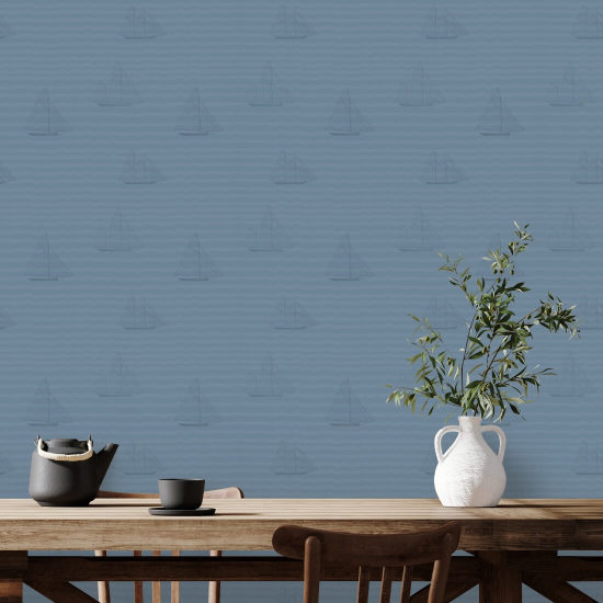Sailboats Navy Wallpaper
