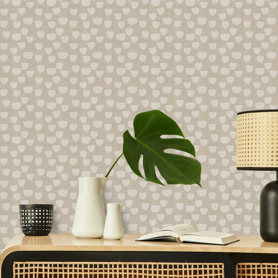 Paper Cups Raw Linen Wallpaper