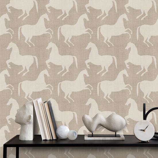 Chevaux en papier Papier peint Raw Linen