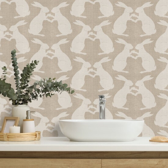 Paper Rabbits Raw Linen Wallpaper